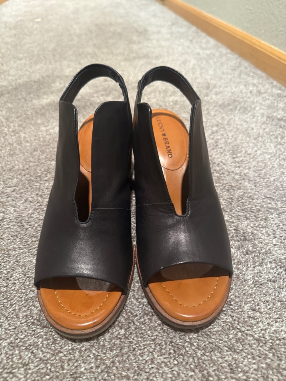 Lucky Brand Women's Rhazy Slingback Open Peep Heels
